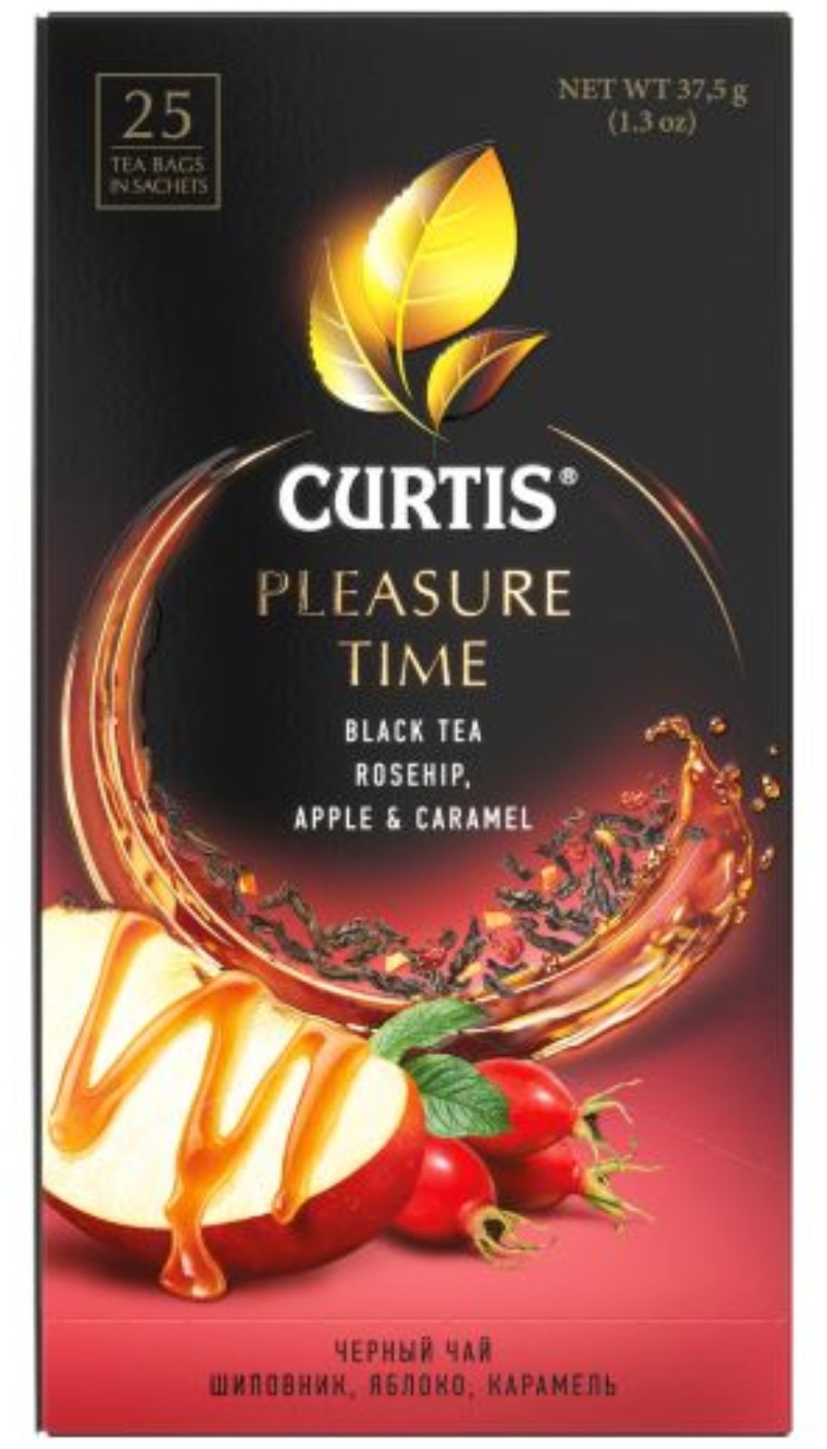 Чай черный в пакетиках CURTIS "Pleasure Time" 25 пакетиков, c шиповником, яблоком и ароматом карамели, мелколистовой - фотография № 17