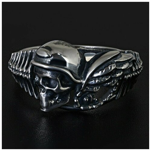 фото Серебряное мужское кольцо с черепом, чернение lazurit-online
