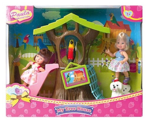 Игровой набор с куклой Paula Домик в лесу, с цветным попугаем