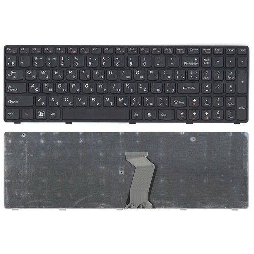 Клавиатура для ноутбука Lenovo Ideapad G580 G585 Z580 Z585 Z780 G780 черная с черной рамкой 938₽