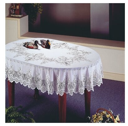 фото Скатерть ПВХ Crochet 137х180см овал белый