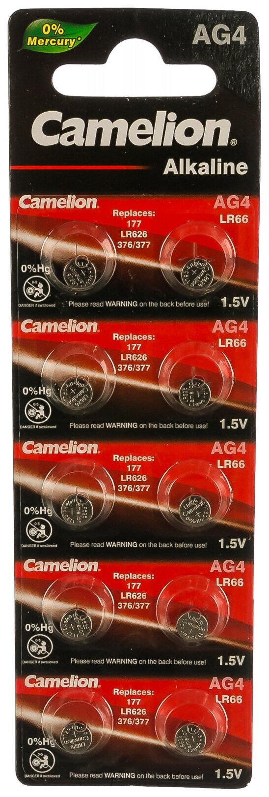 Элемент питания G 4 BL-10 Mercury Free (AG4-BP10(0%Hg)377A/LR626/177 батарейка для часов) Camelion
