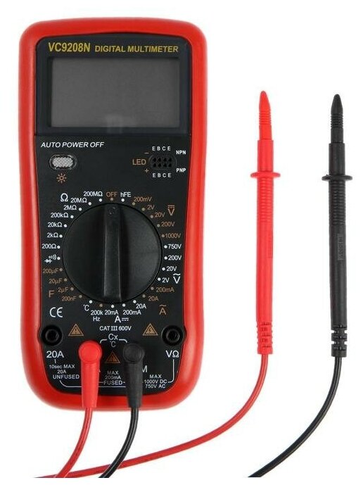 Мультиметр тундра, VC9208N, ACV/DCV, ACA/DCA, 200-200MΩ, 200nF-200mF, -20-1000°C, 200 kHz