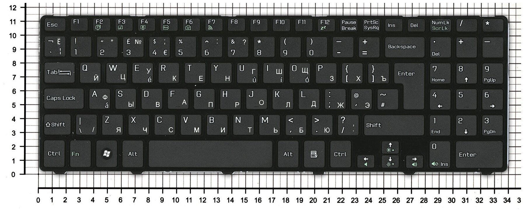 Клавиатура для ноутбука Medion Akoya Md97728 черная с рамкой
