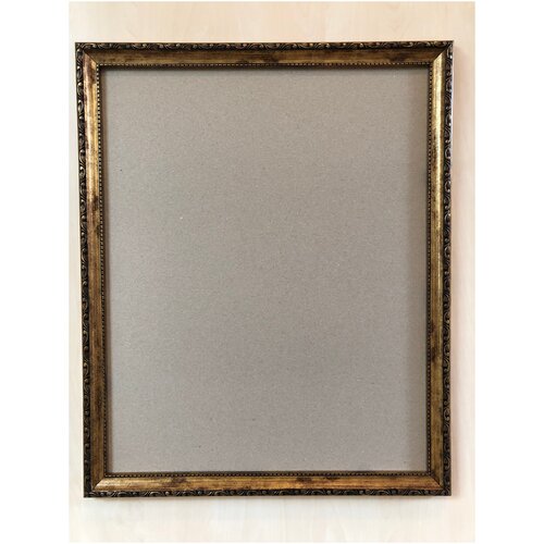 Рама для картин 25х35 см с картоном из пластикового багета без стекла цвет золото состаренное