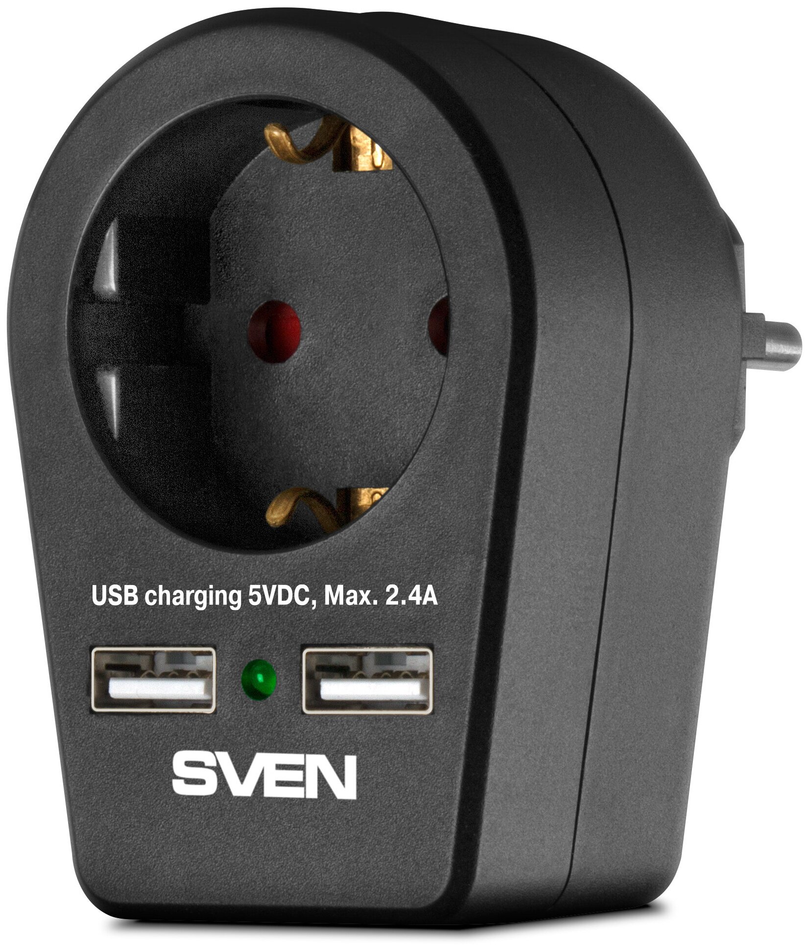 Фильтр SVEN SF-S1U (1 евро розетка, 2 USB) черный, блистер