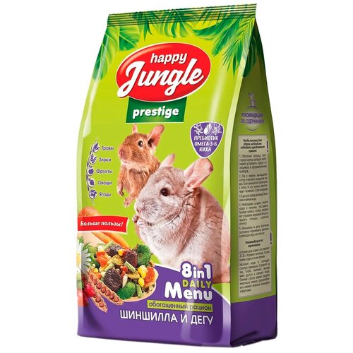 Happy Jungle Престиж Корм для шиншилл и дегу пакет, 500 гр