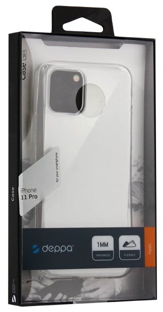 Чехол Gel Case для Apple iPhone 11 Pro, прозрачный, PET синий, Deppa, Deppa 87347