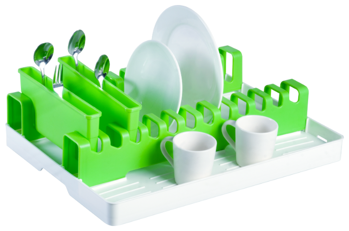Сушилка для посуды 44х34х5см, зеленая