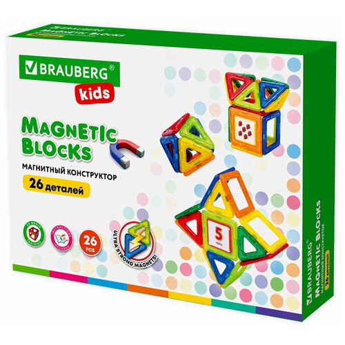 фото Магнитный конструктор magnetic blocks-26, 26 деталей, brauberg kids