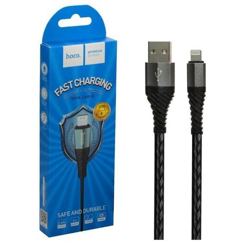 Кабель USB Lightning X38 1M HOCO черный кабель hoco x38 cool charging usb lightning 1 м 1 шт черный