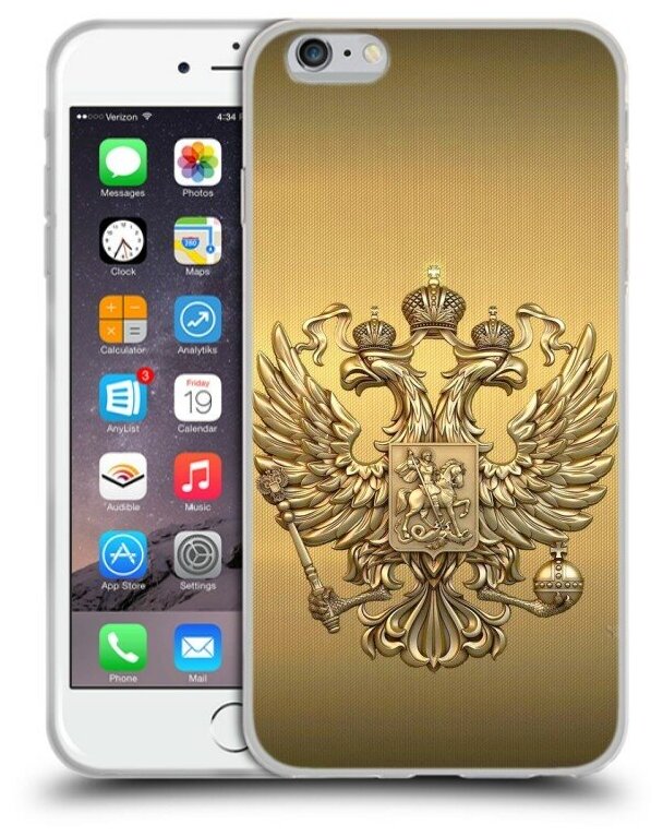 Дизайнерский силиконовый чехол для Iphone 6 Plus/6s Plus Флаг и герб России