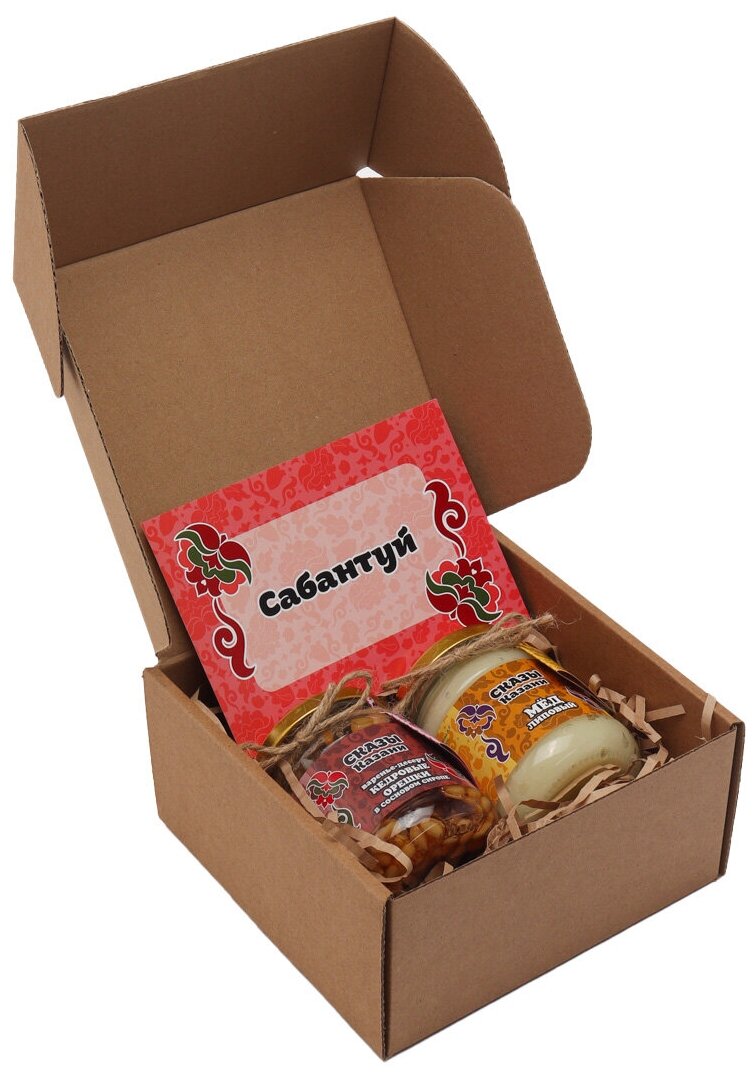 Подарочный набор  Сабантуй  для мужчин и женщин  подарок маме   папе  коллеге подруге девушке  варенье с орехами  мед Липовый  открытка   Сказы Казани