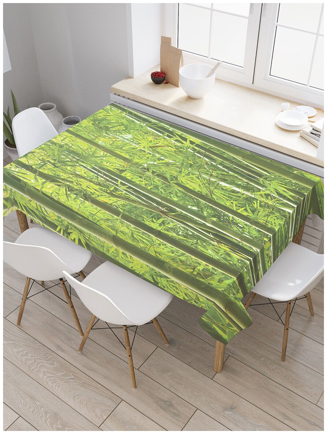 Скатерть прямоугольная JoyArty "Плотный бамбук" из сатена, 120x145 см