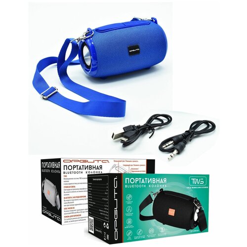 Орбита / OT-SPB128/синяя Колонка Bluetooth, FM радио, USB плеер, защита от воды, ткань