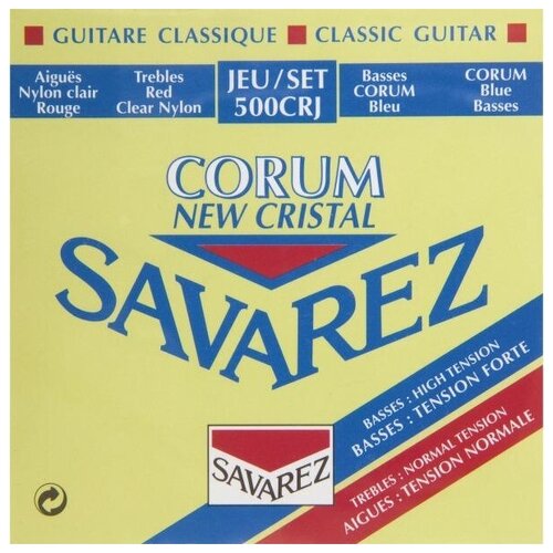 Струны для классической гитары Savarez 500CRJ Corum New Cristal Red/Blue medium-high tension harris 9 blue high density medium pile