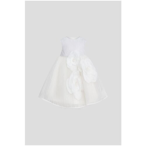 Платье-боди Choupette, хлопок, нарядное, застежка для смены подгузника, размер 68, экрю, белый