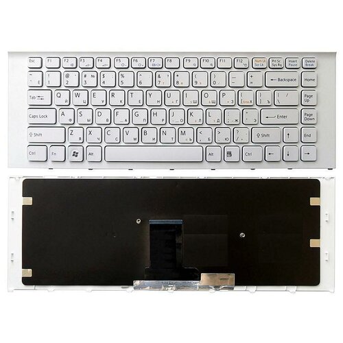 Клавиатура keyboard 148792471 для ноутбука Sony Vaio VPC-EA VPCEA1C5E VPCEA1S1EB VPCEA1S1EG VPCEA1S1EL белая c белой рамкой 989₽