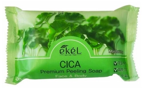 EKEL Мыло-скраб для лица и тела центелла азиатская Premium Peeling Soap Cica, 150 г