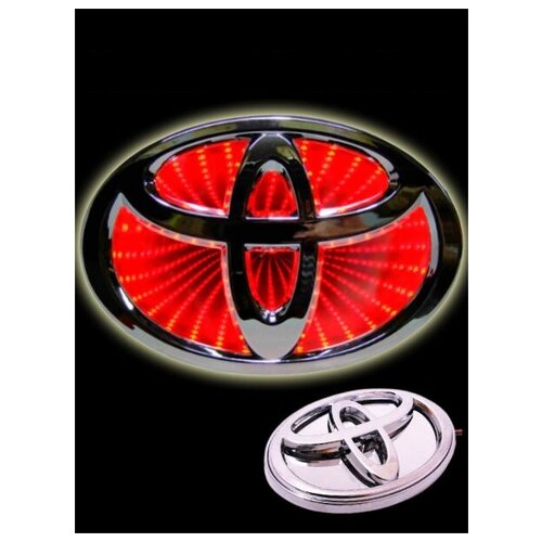 Автомобильная светодиодная эмблема 3D тойота toyota 12см х 8.3см