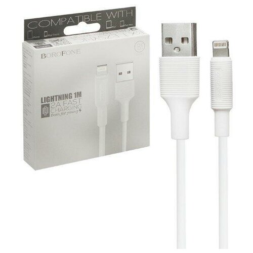 Кабель USB Lightning BX1 1M Borofone белый кабель isa usb lightning 1m зеленая упаковка белый