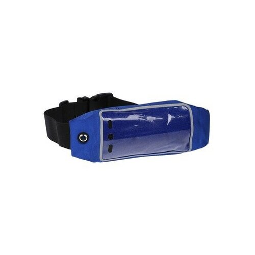 фото Спортивная сумка чехол на пояс luazon, комплект 3 шт., управление телефоном, отсек на молнии, синяя, luazon home