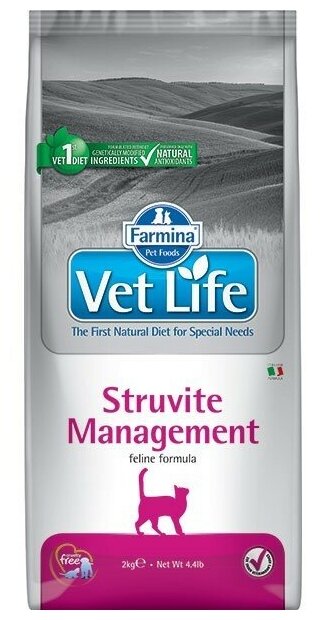 Корм Farmina Vet Life Struvite Management для кошек при рецидивах МКБ струвитного типа, 400 г - фотография № 1