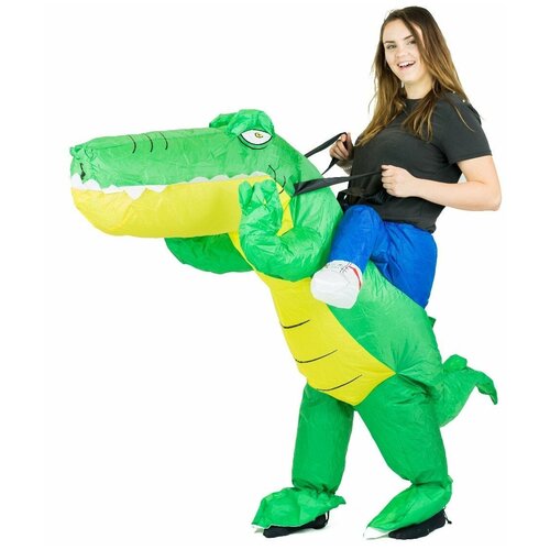Надувной карнавальный костюм взрослый Наездник на крокодиле, пневмокостюм на вечернику, праздник