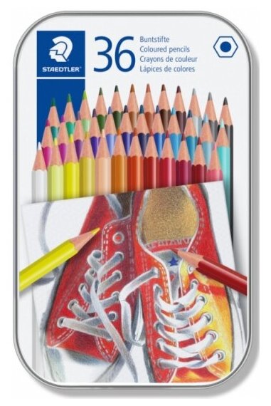 Карандаши цветные "Staedtler 175" (36 цветов, металлическая коробка) (175M36) - фото №1