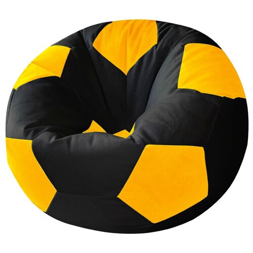 Кресло-мешок Винни-пуф МЯЧ велюр черный с желтым
