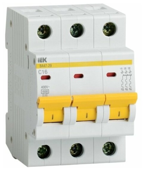 Автоматический выключатель Iek 3п B 10А 4.5кА ВА47-29, MVA20-3-010-B
