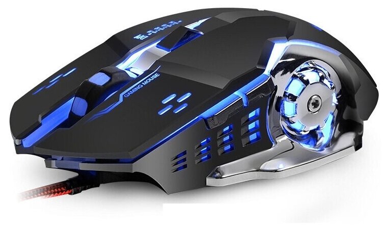 Мышь компьютерная игровая проводная c RGB подсветкой бесшумная 800 1200 1600 2400 DPI