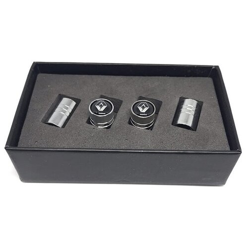 Колпачки шестигранные на ниппель для Рено. Нержавеющий металл. Подарочная упаковка, комплект из 4 штук.