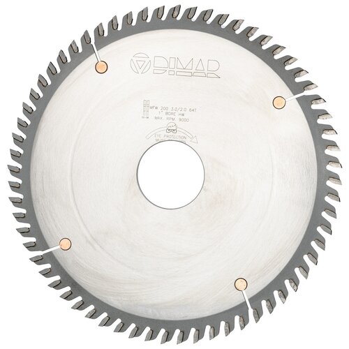 DIMAR Диск пильный 90105506 поперечный рез D200x30x3 Z64_S,90 105 506 Dimar пила dimar 90131706 торцевой рез d300x30x2 3 z96 тонкий пропил