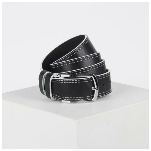 фото Ремень женский black tortoise ш. 3,5 см, со строчкой, винт, пряжка металл, цвет черный