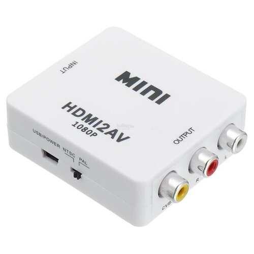 Адаптер переходник конвертер с HDMI на AV 1080P Onten OTN-7336 HDMI-3RCA белый конвертер hdmi 2av 1080p гнездо hdmi вход гнезда 3rca