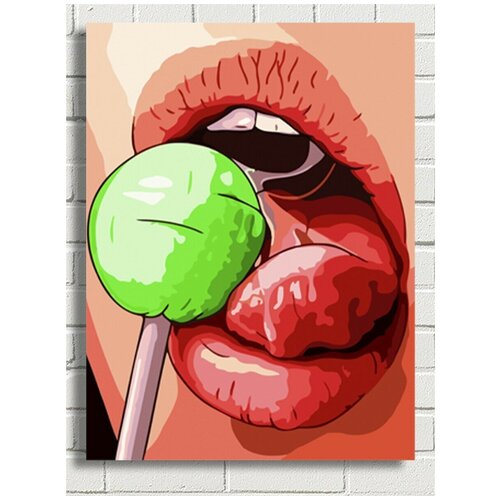 Картина по номерам чупа чупс (девушка, губы) - 8993 В 30x40