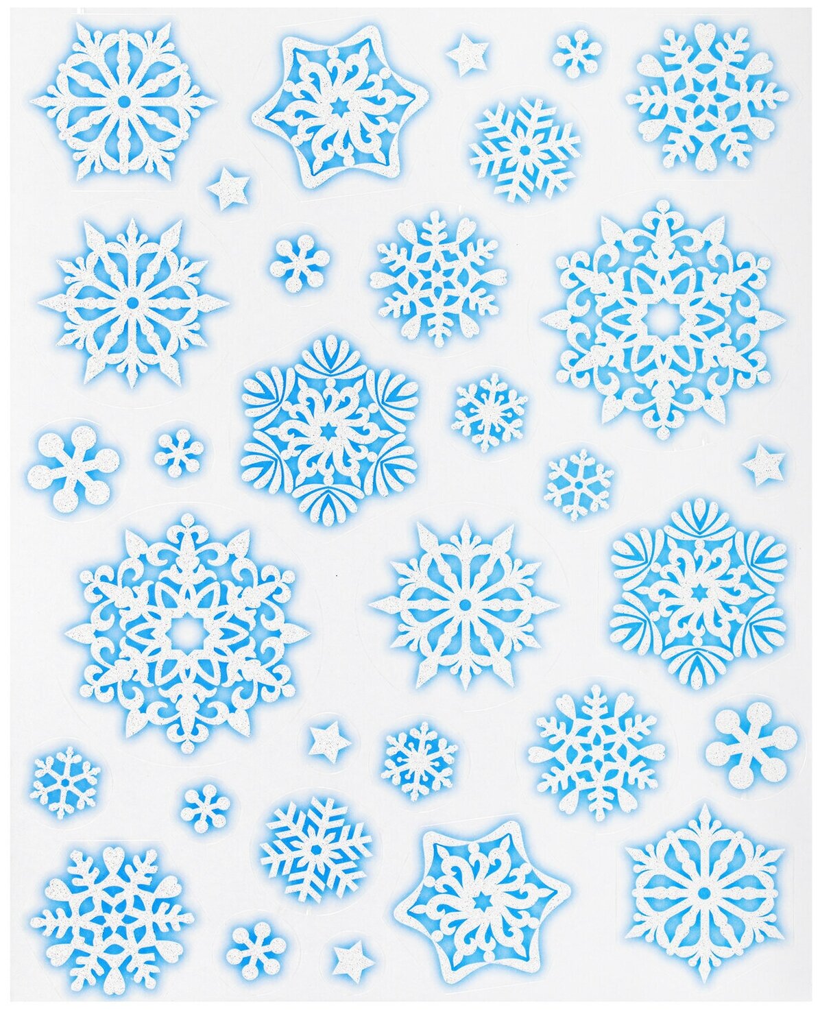 Украшение для окон и стекла Золотая сказка "Голубые снежинки 4" 30х38 см, ПВХ (591198)