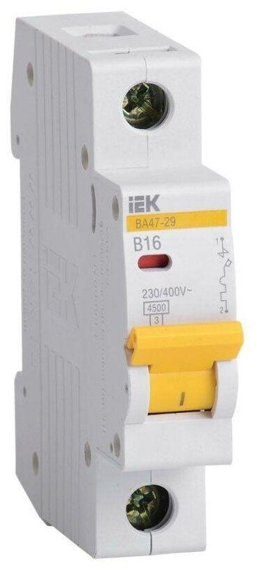 Выключатель автоматический модульный 1п B 16А 4.5кА ВА47-29 IEK MVA20-1-016-B (1 шт)