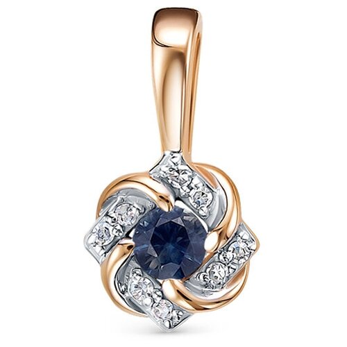 фото Подвеска с сапфиром и 8 бриллиантами из красного золота 101304 vesna jewelry