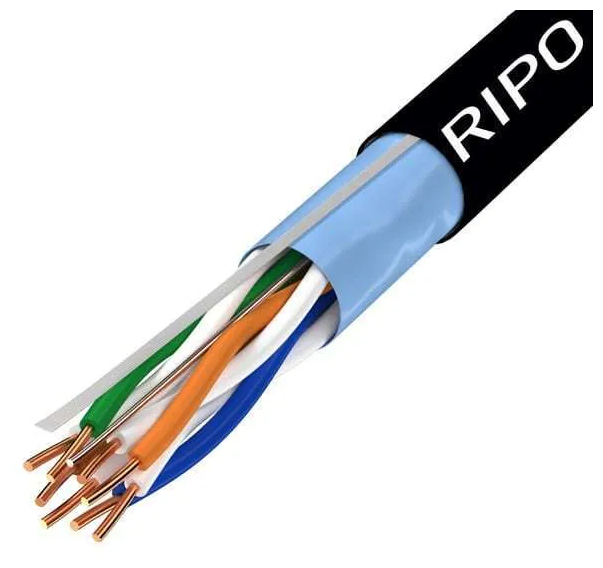 Кабель витая пара для локальной сети LAN UTP4 CAT5E 24AWG CCA PE RIPO outdoor уличный 50 метров 001-112003/50