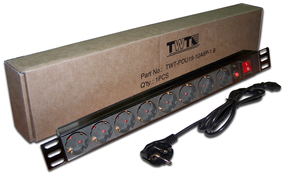 Блок розеток Lanmaster TWT-PDU19-10A8P-1.8 8 розеток 1.8 м черный - фото №1