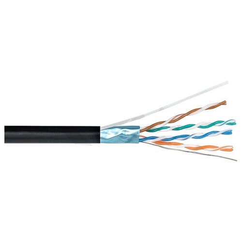 Кабель витая пара PLEXUS FTP 4PR 24AWG Cu CAT 5E, OUTDOOR black,(0,48) 305 метров бухта черный