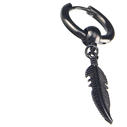 фото Черная серьга подвеска с пером 17 мм se1811 mr. morgan