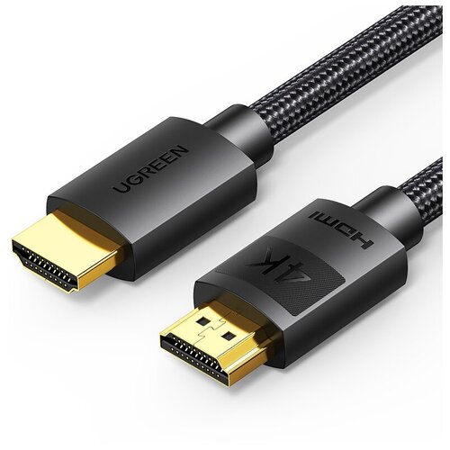 Кабель UGREEN HD119 (40101) 4K HDMI Cable Male to Male Braided. Длина 2м. Цвет: черный 20 шт jdb id 10 мм od 12 14 мм mdzb графитовый медный рукав твердый смазочный износостойкий самосмазывающийся 3d принтер