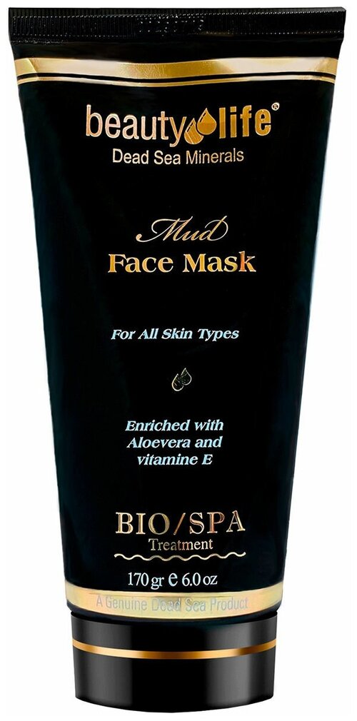 Маска Beauty Life Антивозрастная грязевая маска для лица против морщин с минералами Мертвого моря и Витамином Е, 170мл