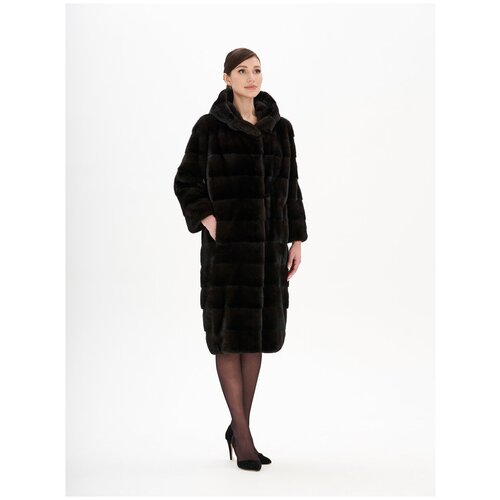 Пальто Anna Mancini, размер 42, черный пальто linhaoshengyue из натурального меха норки с капюшоном
