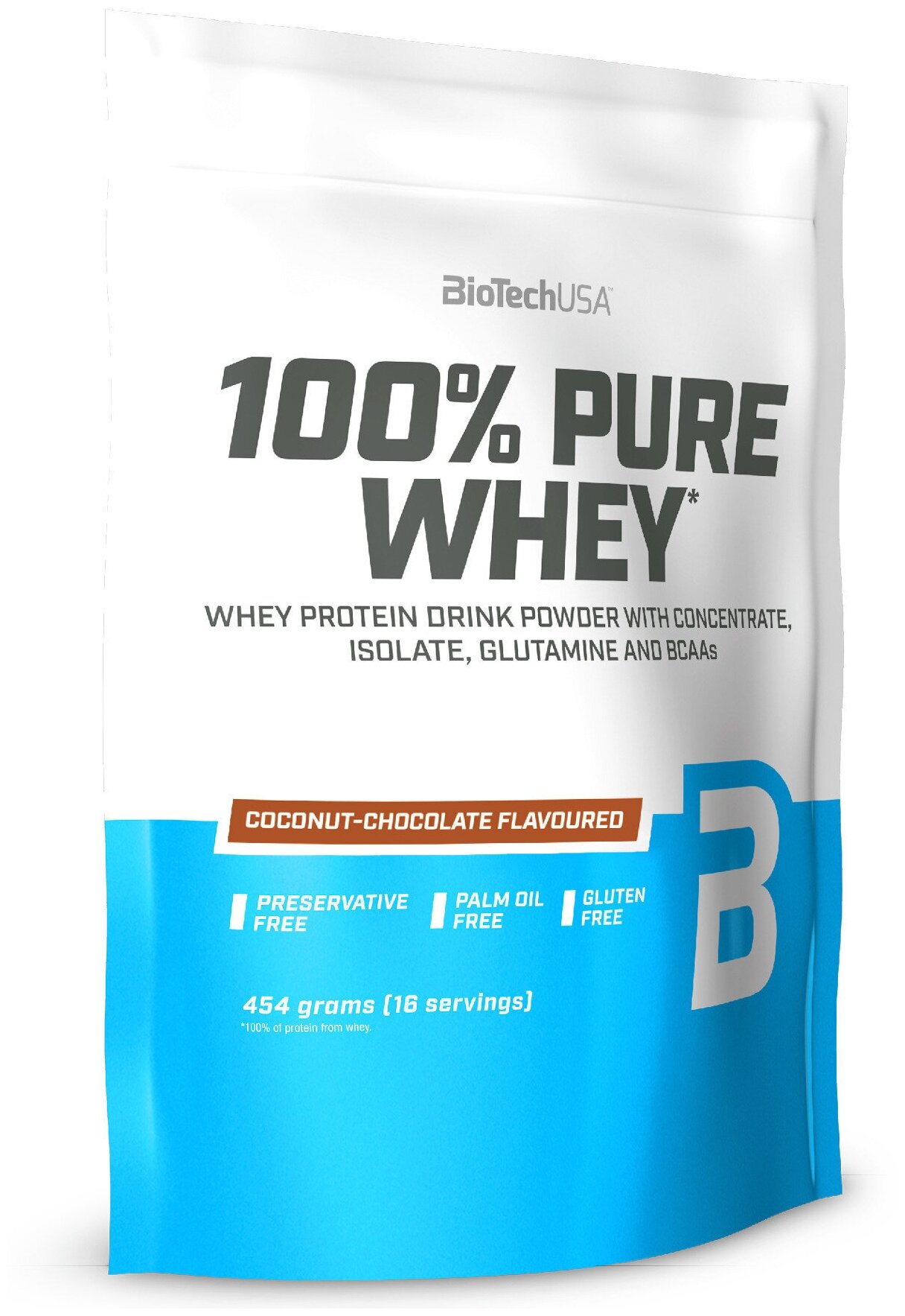 BioTechUSA 100% Pure Whey 454 гр, шоколад-кокос