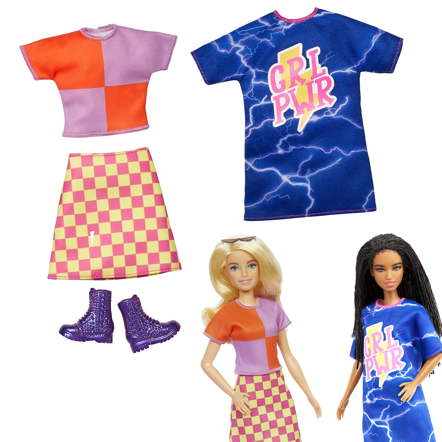 Одежда для кукол Два комплекта модной одежды и аксессуаров для куклы Барби, Barbie Girl Power