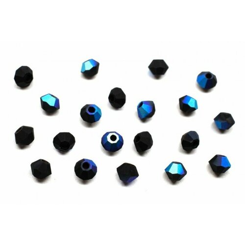 Бусины биконусы хрустальные 3мм, цвет JET AB MATT, 745-044, 20шт бусины биконусы хрустальные 3мм цвет black diamond ab matt 745 063 20шт